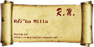 Rába Milla névjegykártya